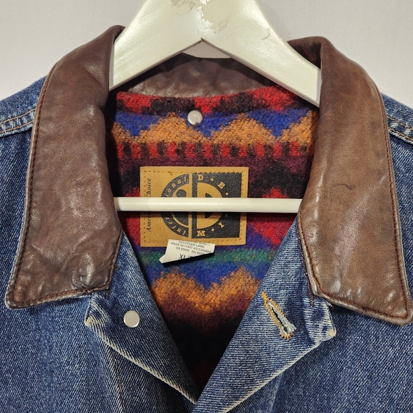 90s Vtg MOLSON CANADIAN ROCKS Denim Jacket Removable Tribal Pattern Lining sz XL - Picture 5 of 10